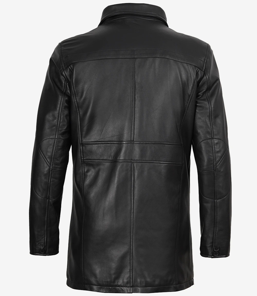 Bristol Mens Black Lambskin Leather Car Coat - Image 7