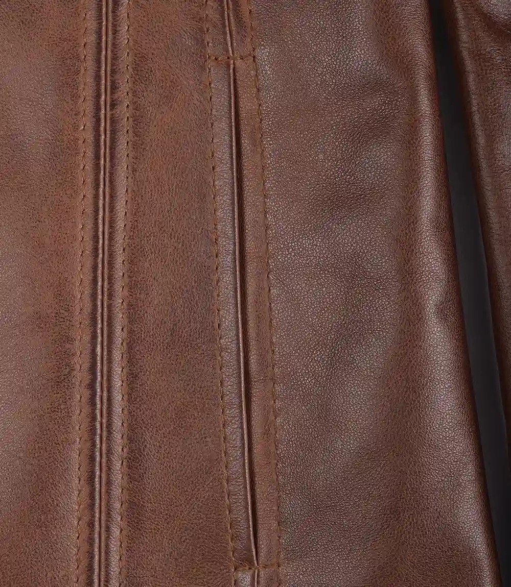 Women's Three Button Cognac Leather Blazer - Image 6