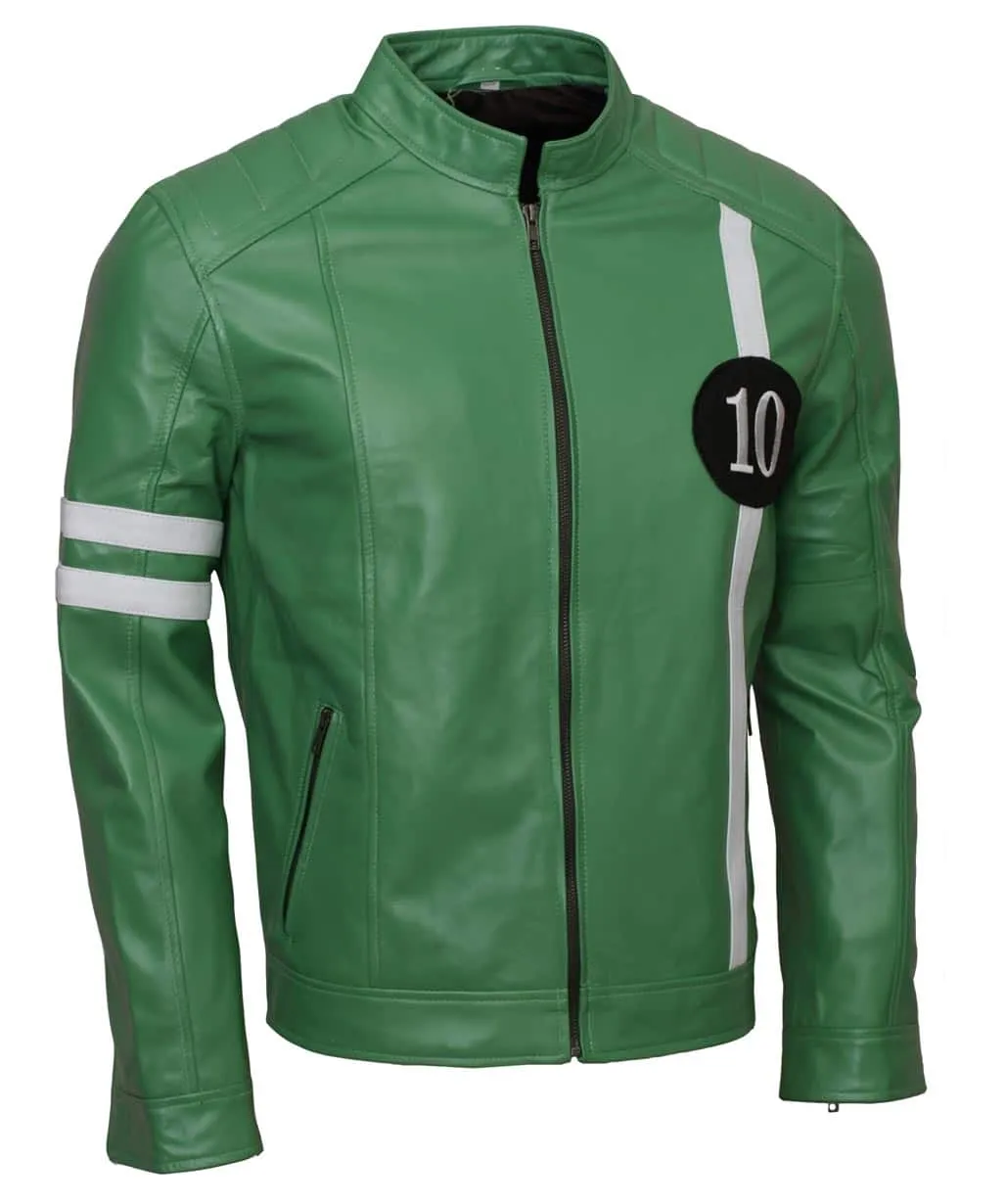 Ben 10 Cosplay Green Leather Jacket - Ben Tennyson Costume Jacket - Image 2