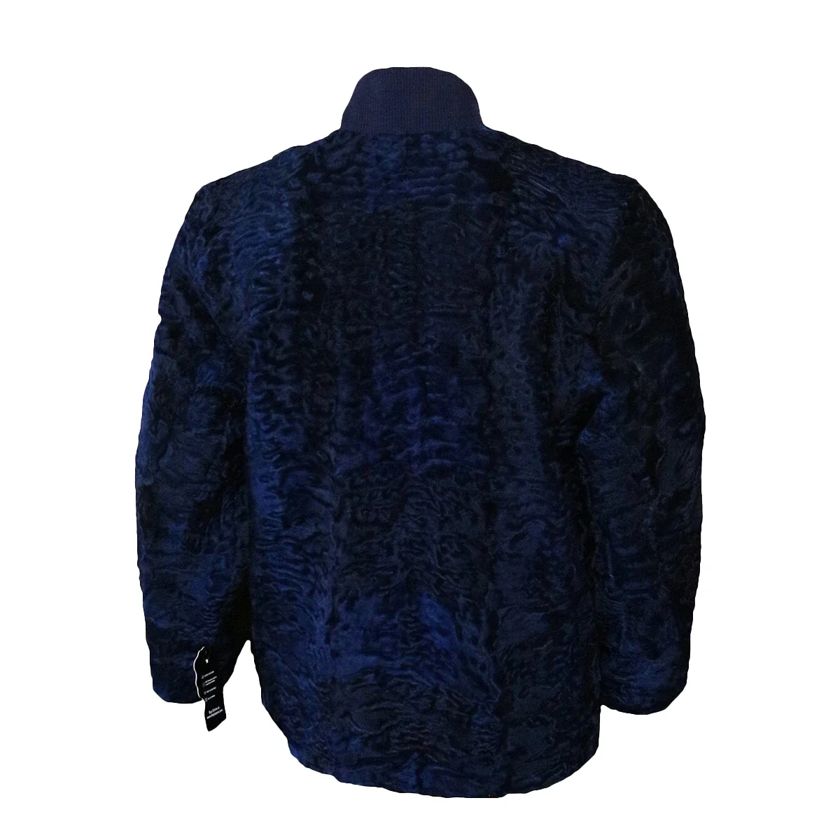 Blue Persian Lamb Fur Bomber Jacket - Image 4