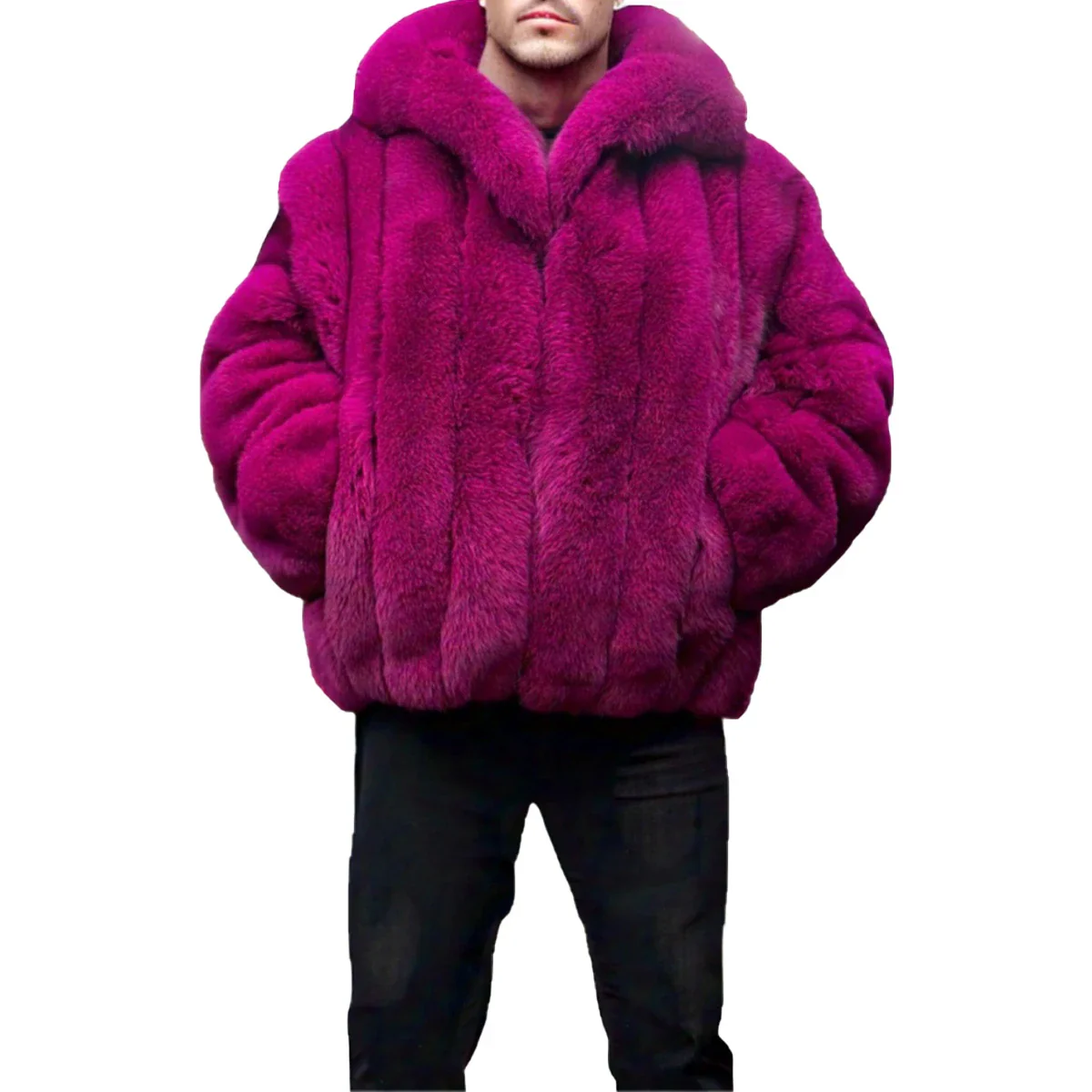 Fuchsia Fox Fur Bomber Jacket