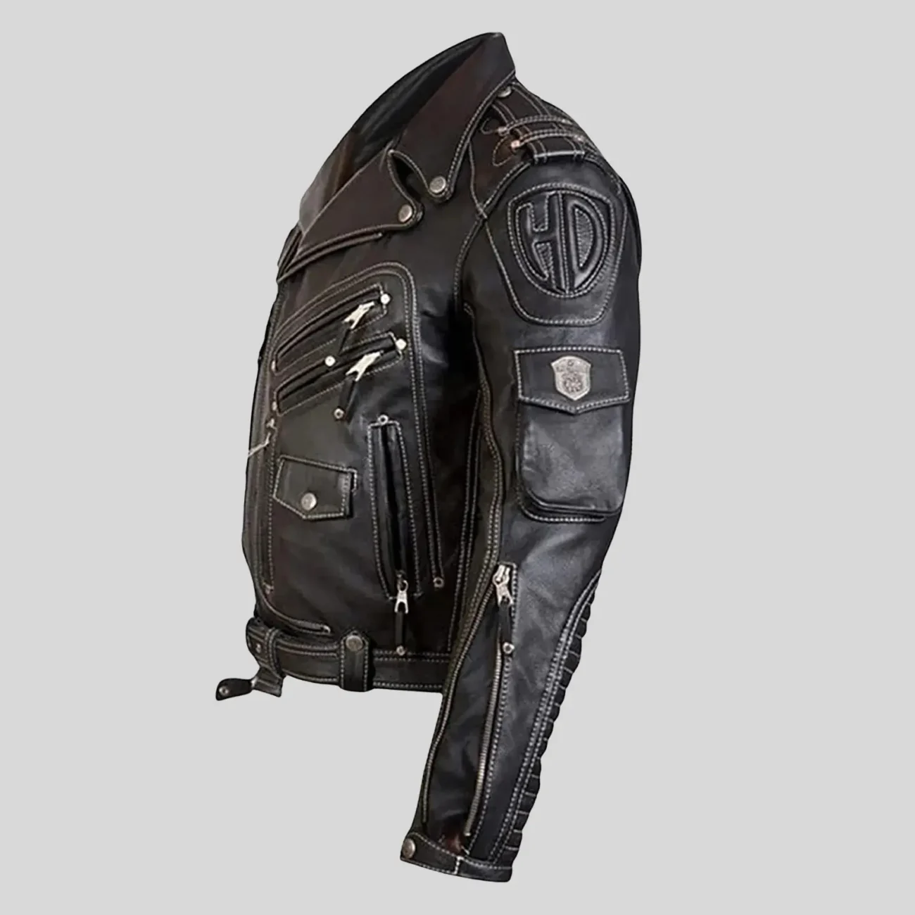 Harley Davidson Cowhide Leather Motorcycle Jacket - Image 3