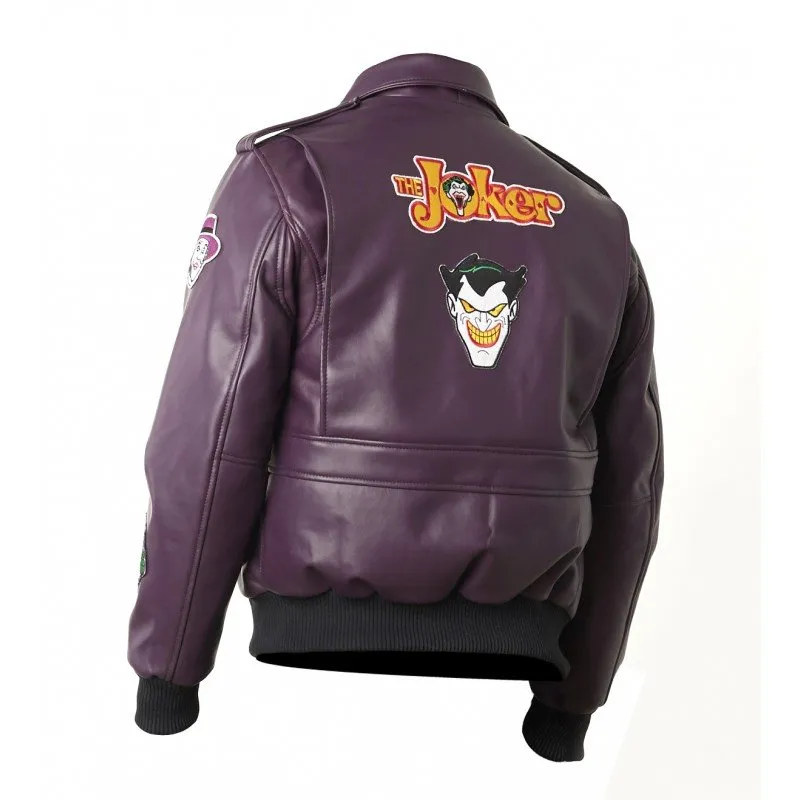 Joker Bomber Purple Leather Jacket - Image 2