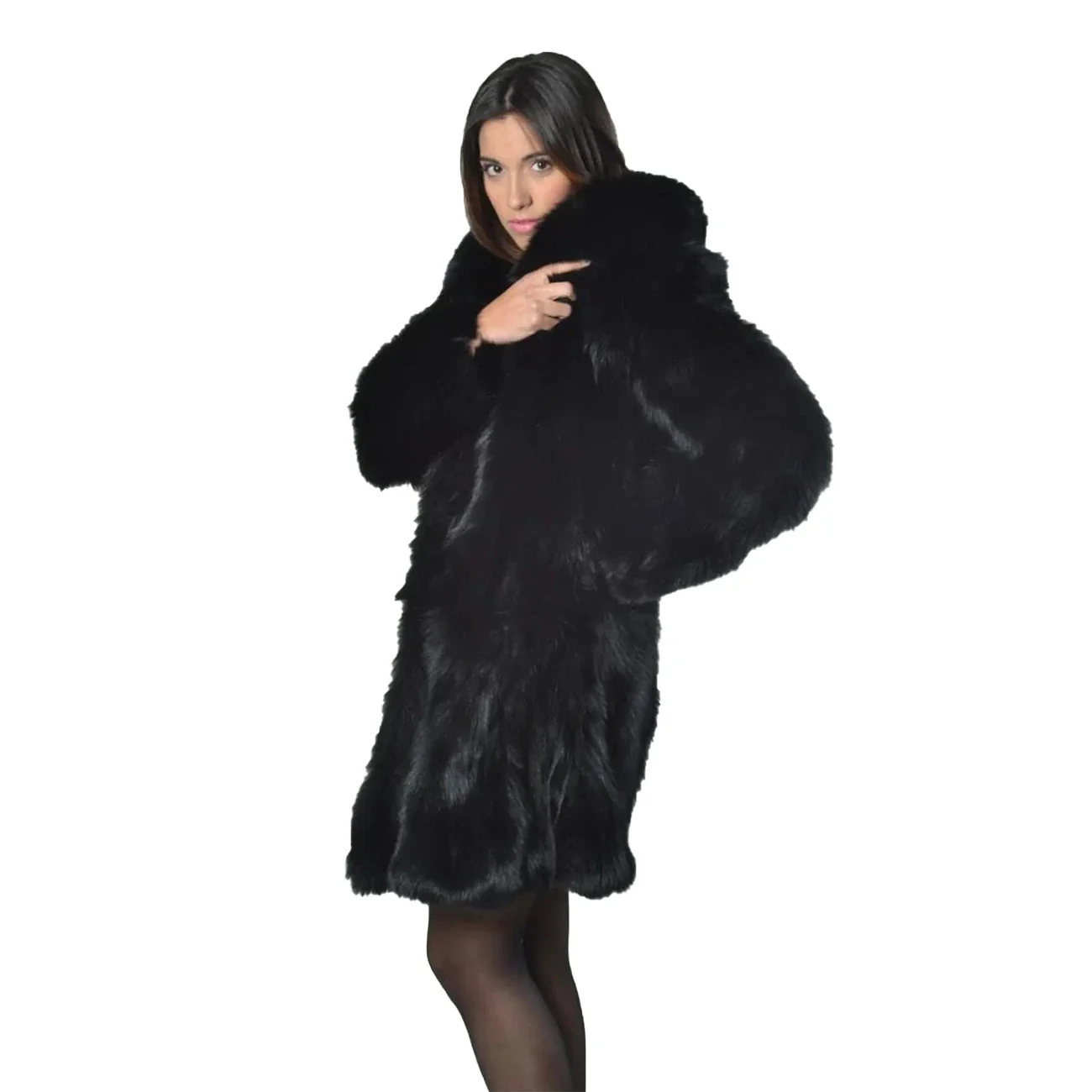 Luxury Black Fox Fur Coat for Women - Image 5