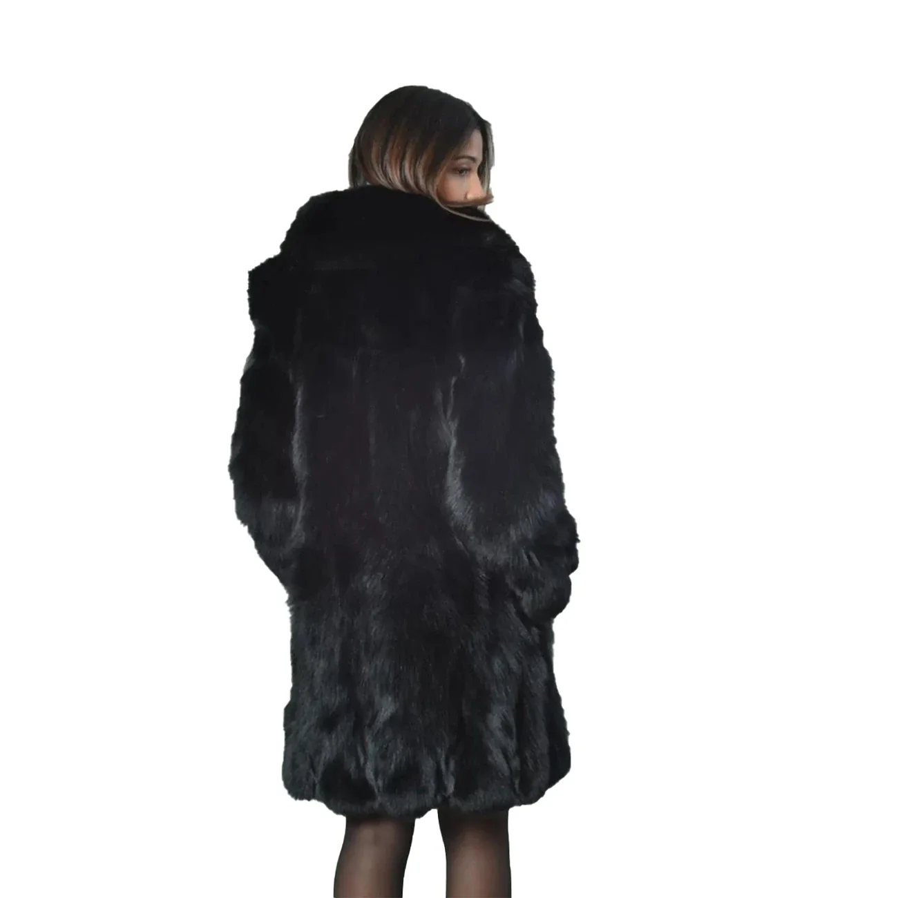 Luxury Black Fox Fur Coat for Women - Image 3
