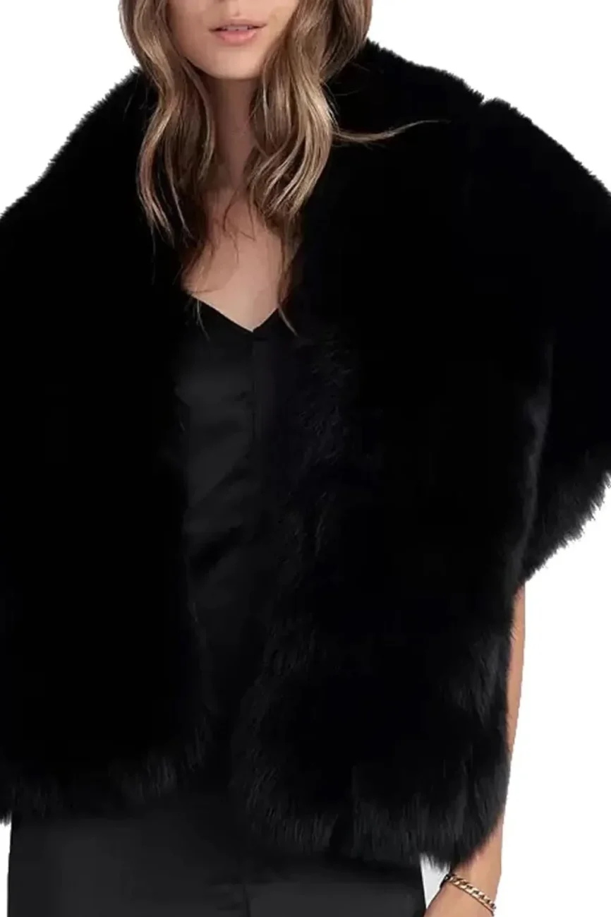 Luxury Black Fox Fur Stole for Glamorous Evenings