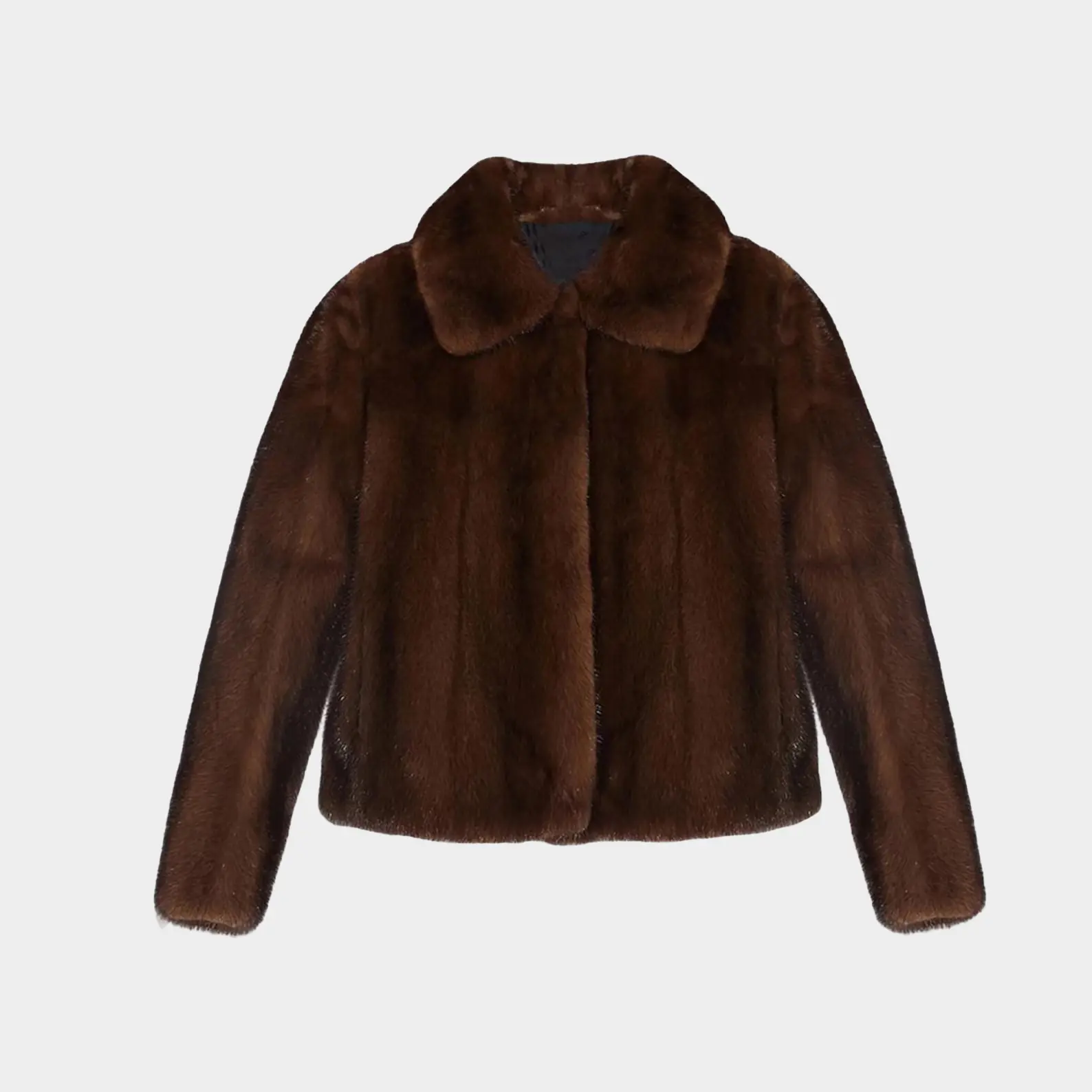 Luxury Brown Real Mink Fur Short Jacket - Image 2