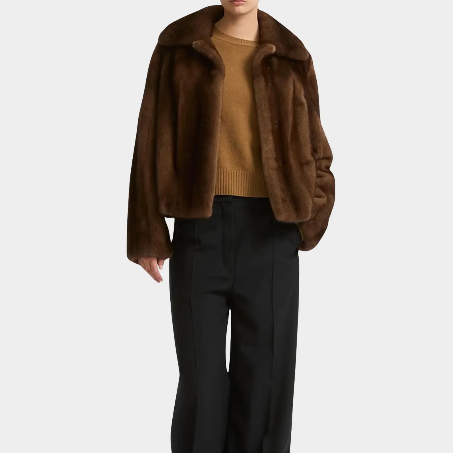 Luxury Brown Real Mink Fur Short Jacket - Image 5