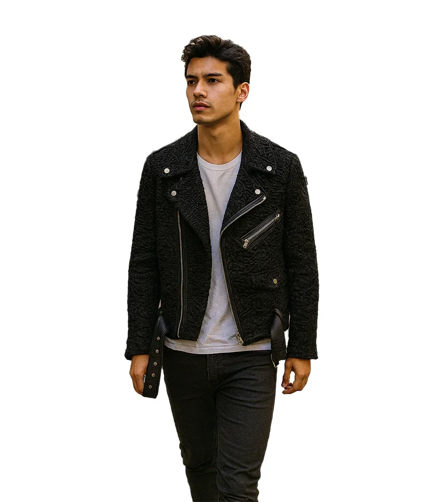 Mens Black Persian Lamb Jacket