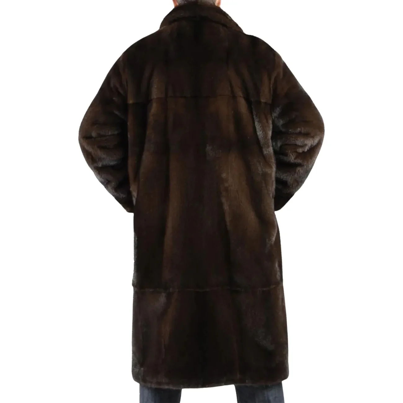 Men's Luxury Brown Mink Long Coat - Image 2