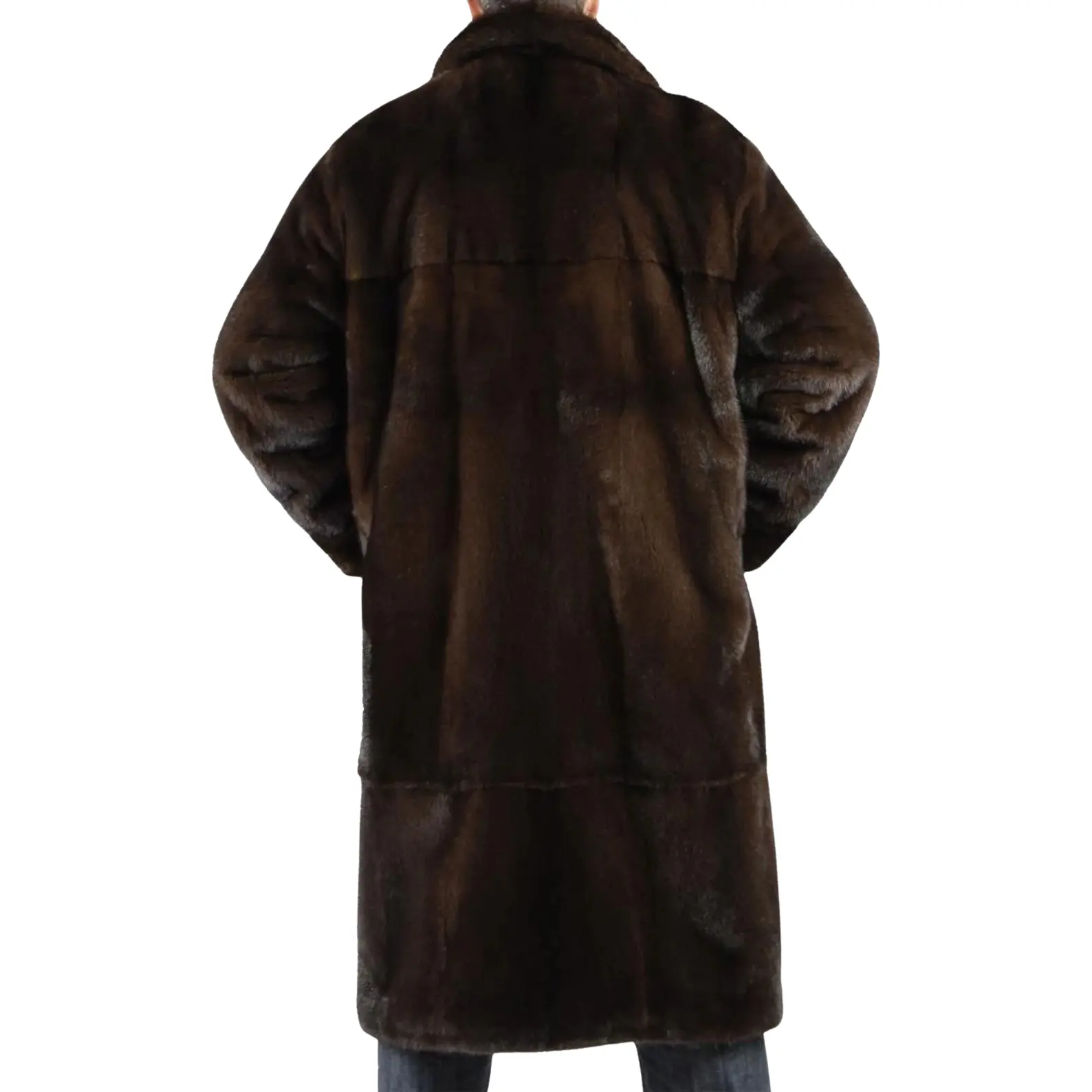 Men's Luxury Brown Mink Long Coat - Image 2