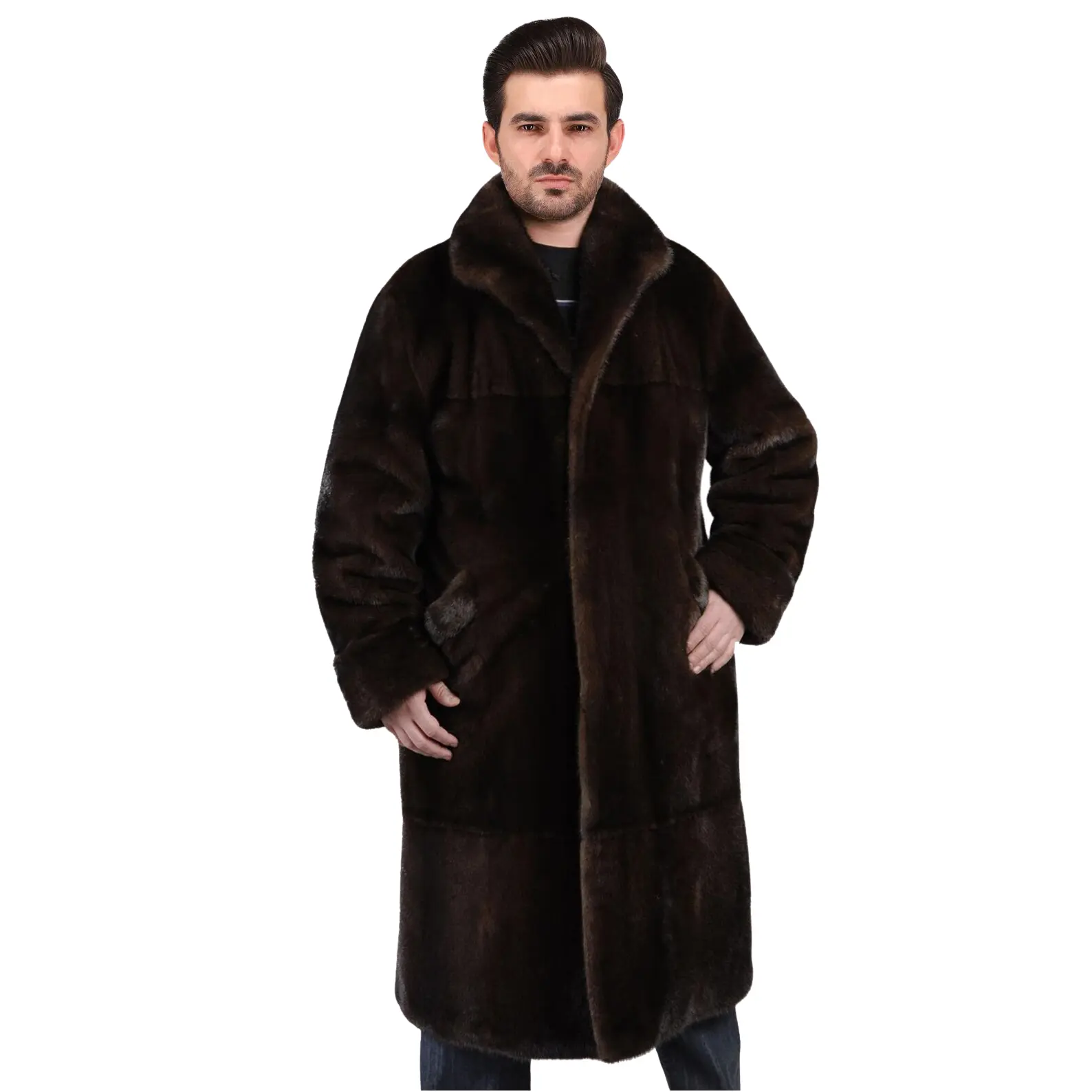 Men's Luxury Brown Mink Long Coat