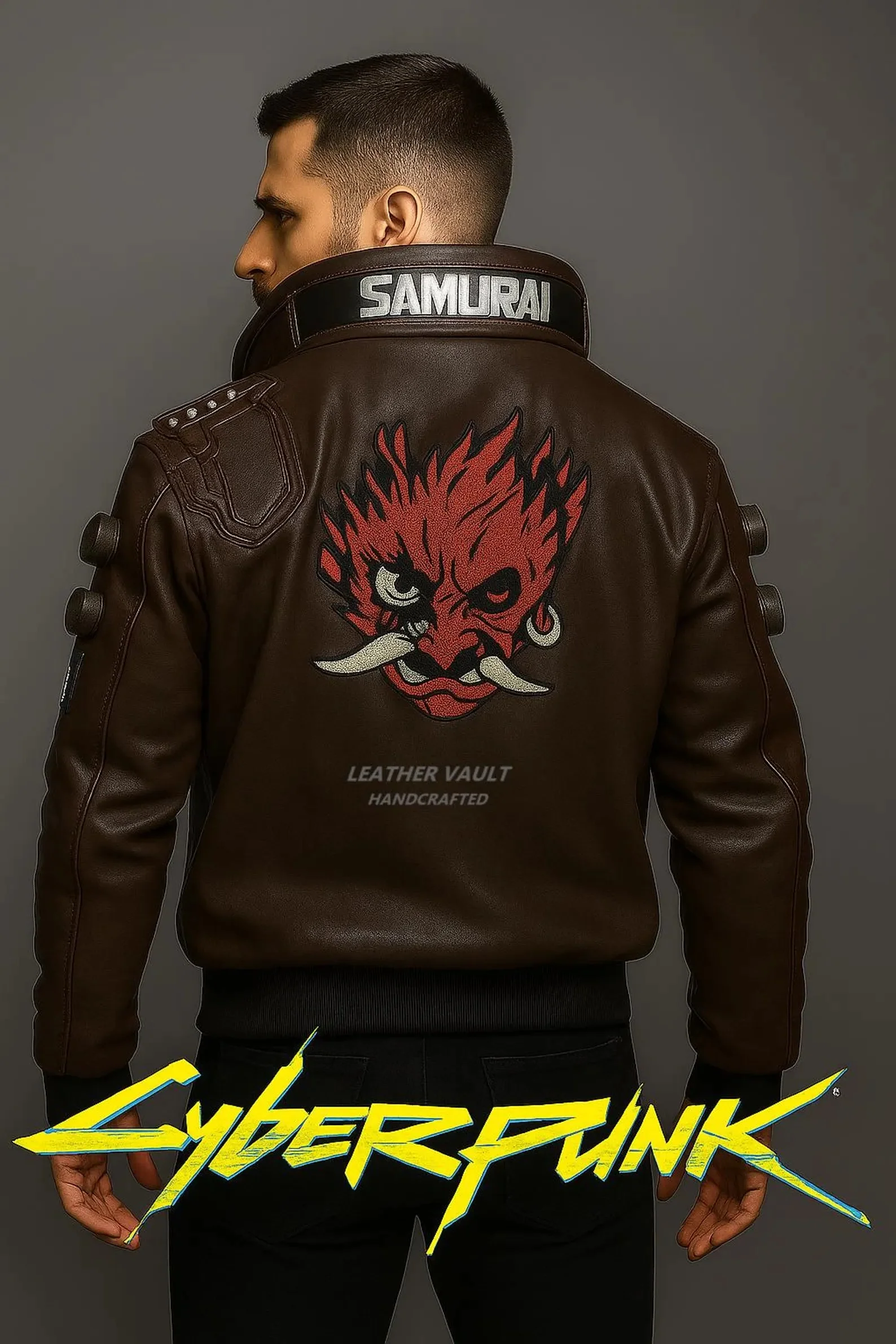 V's Samurai jacket Cyberpunk 2077 Men's Bomber Real Leather