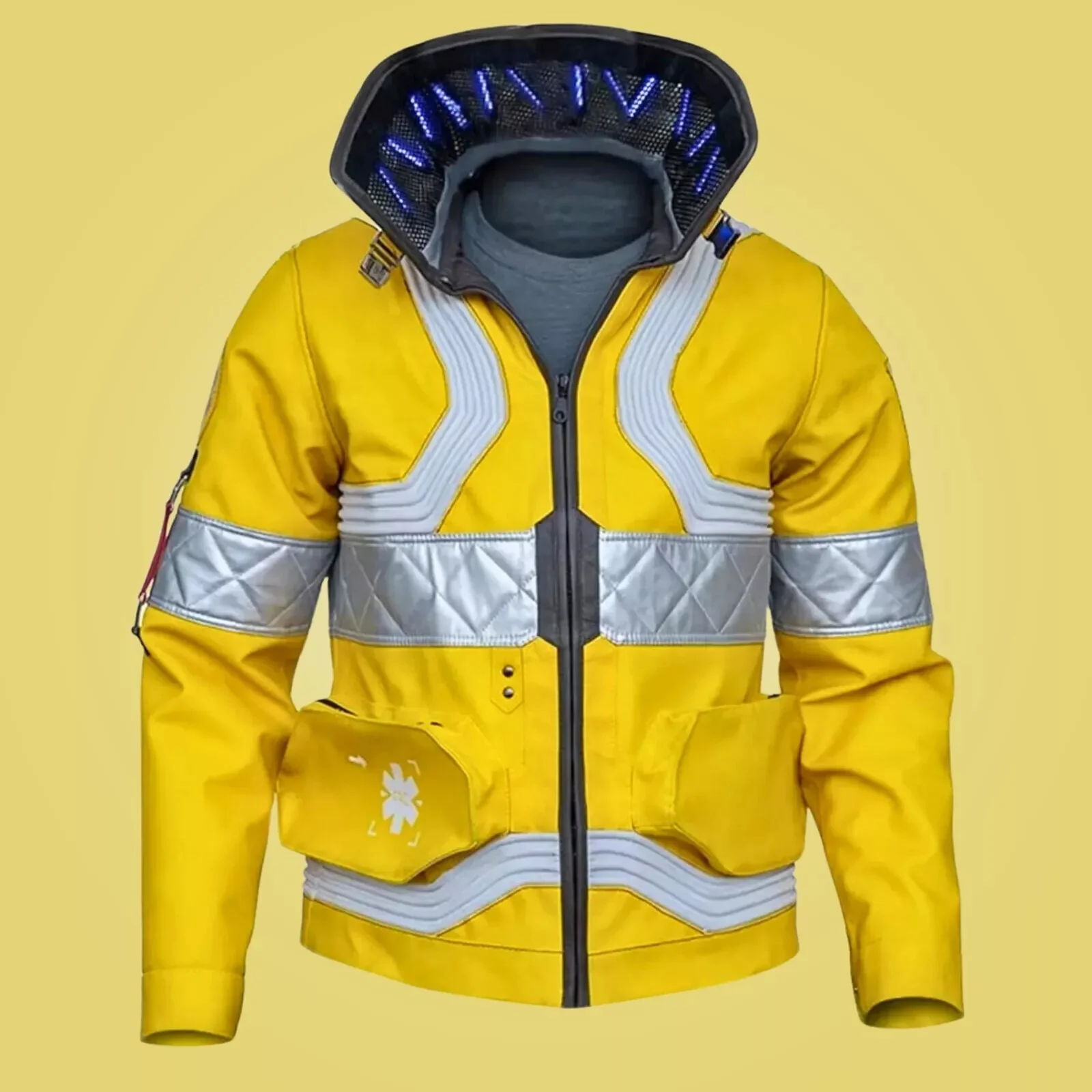 Cyberpunk 2077 David Martinez V's Yellow Edgerunners Emergency Cosplay Faux Leather Jacket - Image 5